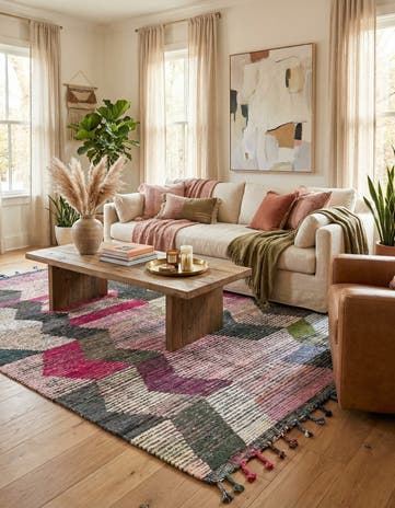 5' 7 x 9' Hand Knotted Moroccan Wool Rug