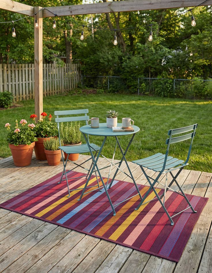 Detail image of 2' x 3'  Washable Striped Indoor / Outdoor Rug