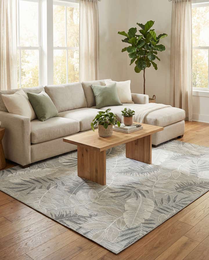 6' 4 x 9' Easy-Clean Botanical Indoor / Outdoor Rug