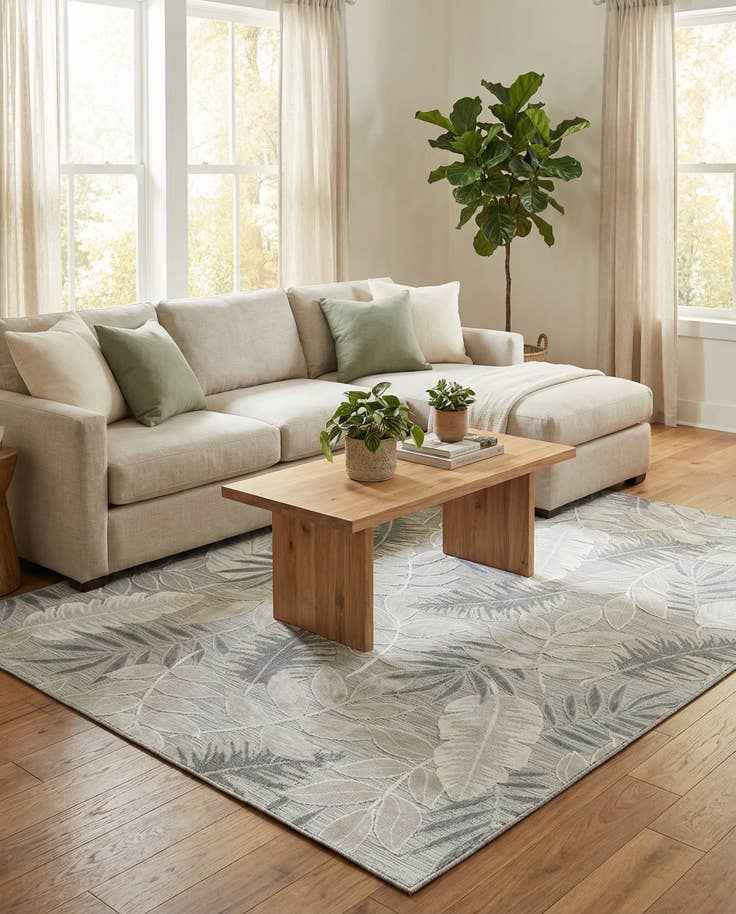 Detail image of 6' 4 x 9' Easy-Clean Botanical Indoor / Outdoor Rug