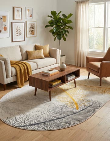 Yellow Gray Finsbury Oval Rug
