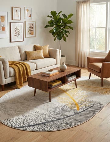 Yellow Gray Finsbury Oval Rug