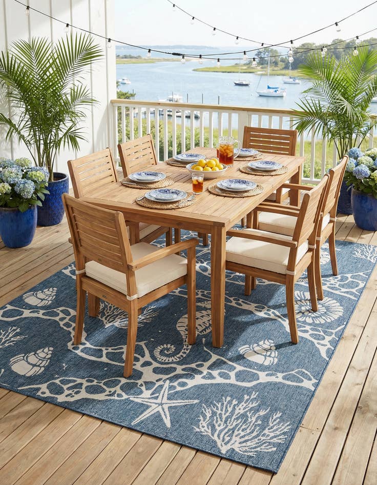 Detail image of 7' 10 x 10'  Washable Coastal Indoor / Outdoor Rug