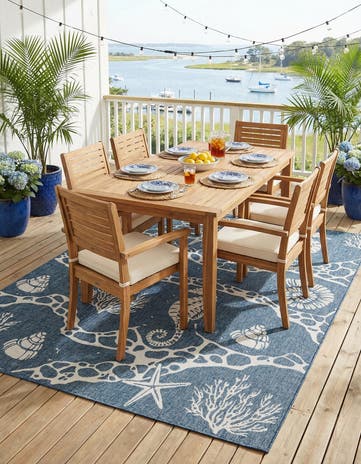 7' 10 x 10' Easy-Clean Coastal Indoor / Outdoor Rug