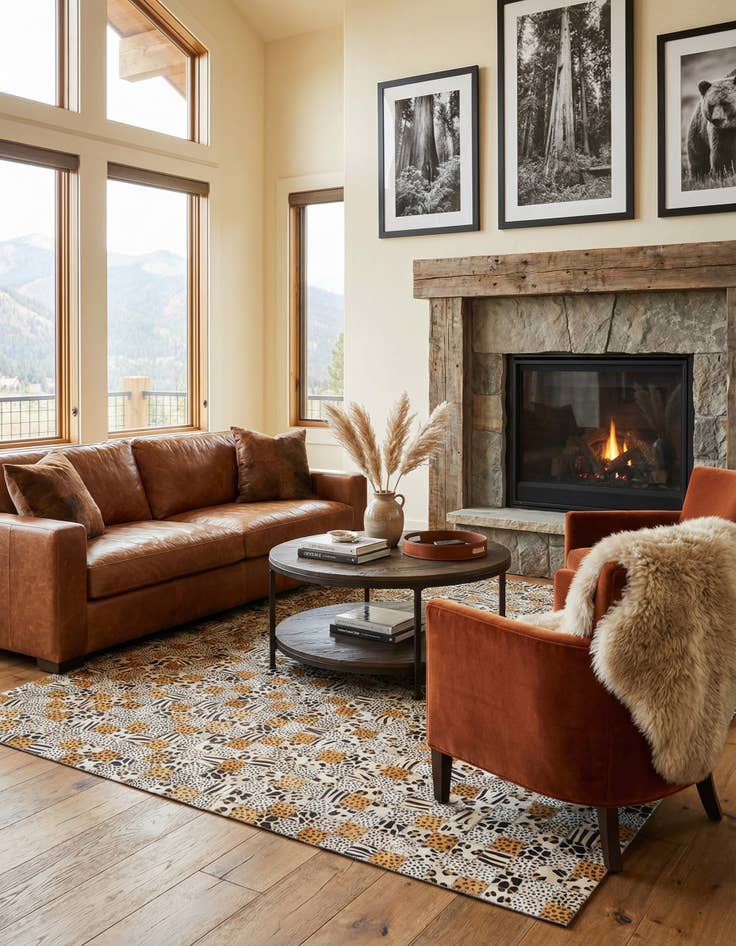 Detail image of 5' 1 x 8' Cowhide Leather Rug