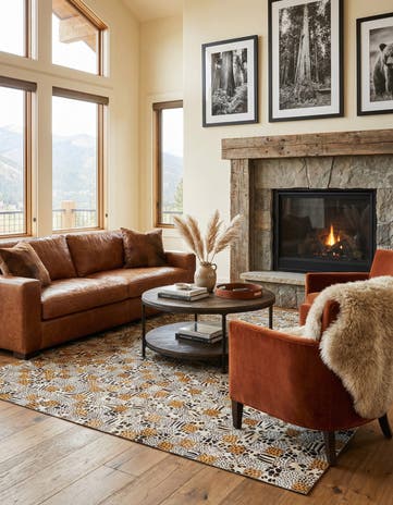5' 1 x 8' Cowhide Leather Rug