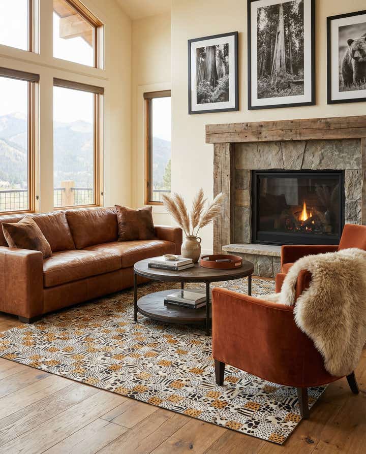 5' 1 x 8' Cowhide Leather Rug