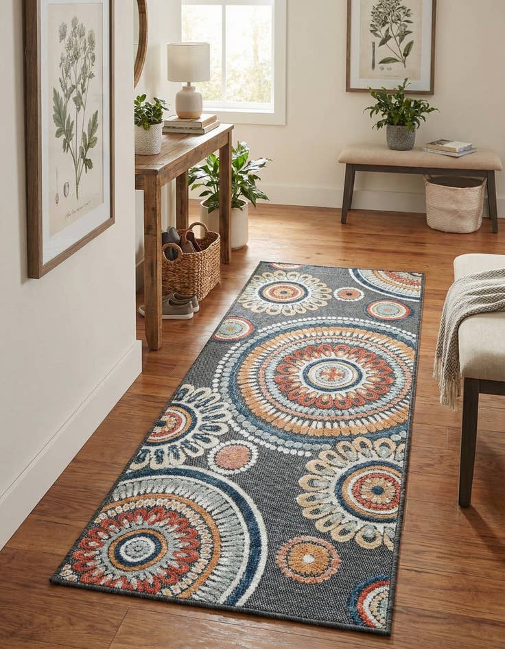 Detail image of  2' 2 x 5' 3  Washable Botanical Indoor / Outdoor Runner Rug