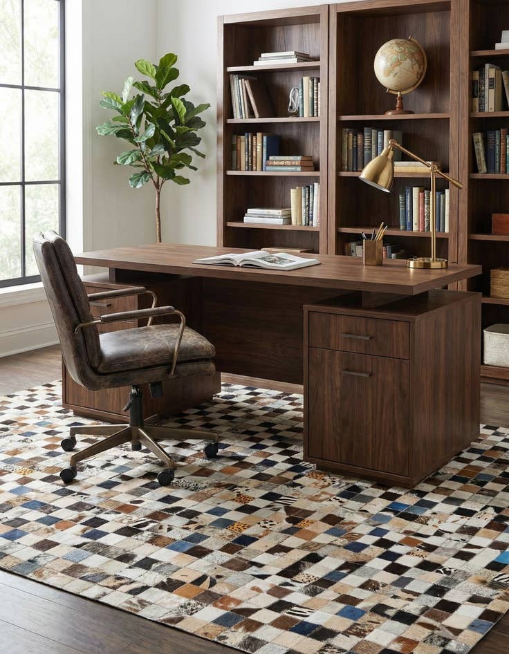 Detail image of  5' 1 x 8' Cowhide Leather Rug