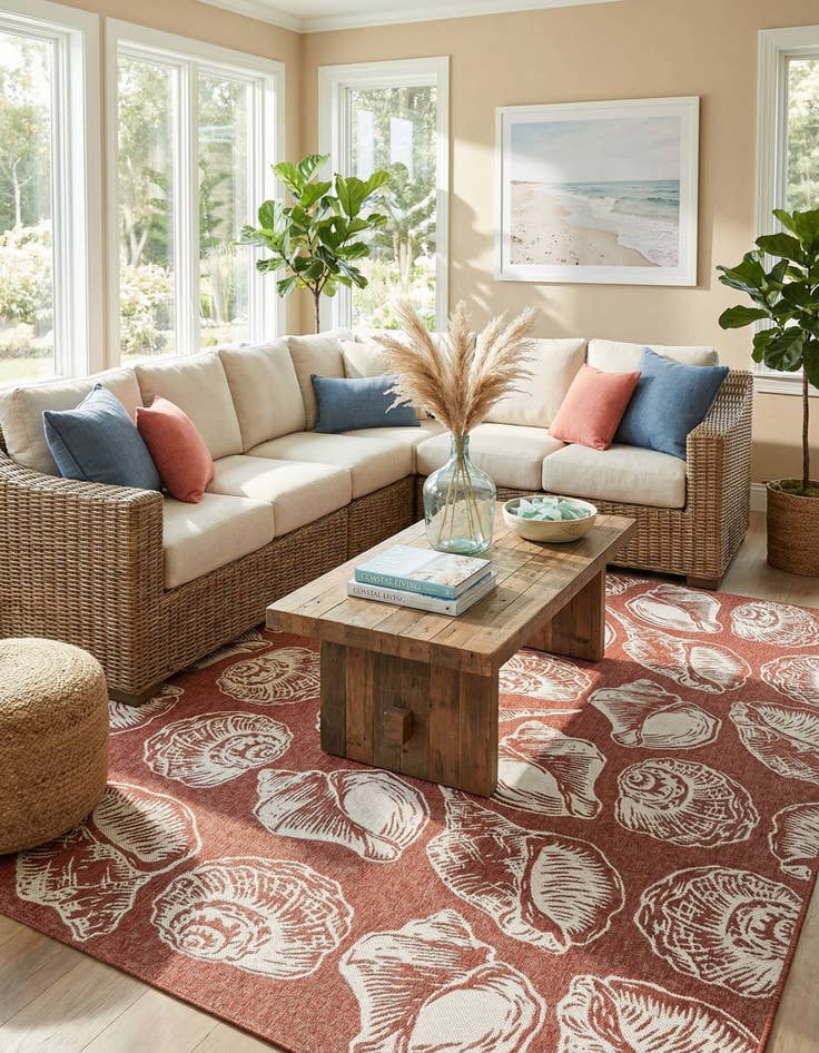 Detail image of 10' x 14'  Washable Coastal Indoor / Outdoor Rug