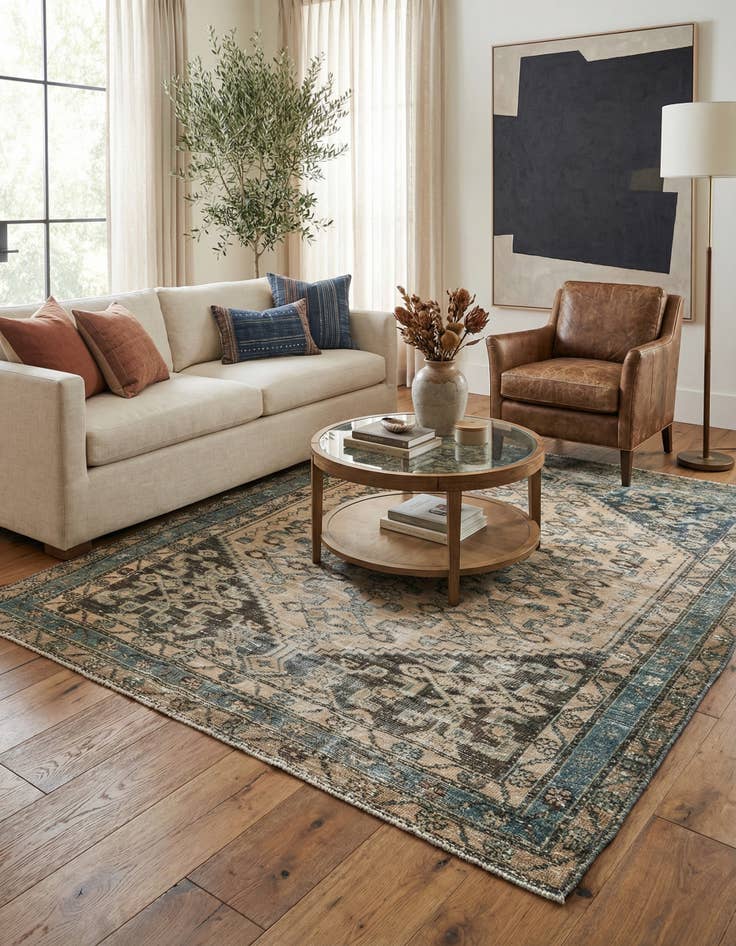 Detail image of 4' 3 x 6' 9 Hand Knotted Ultra Vintage Persian Wool Rug