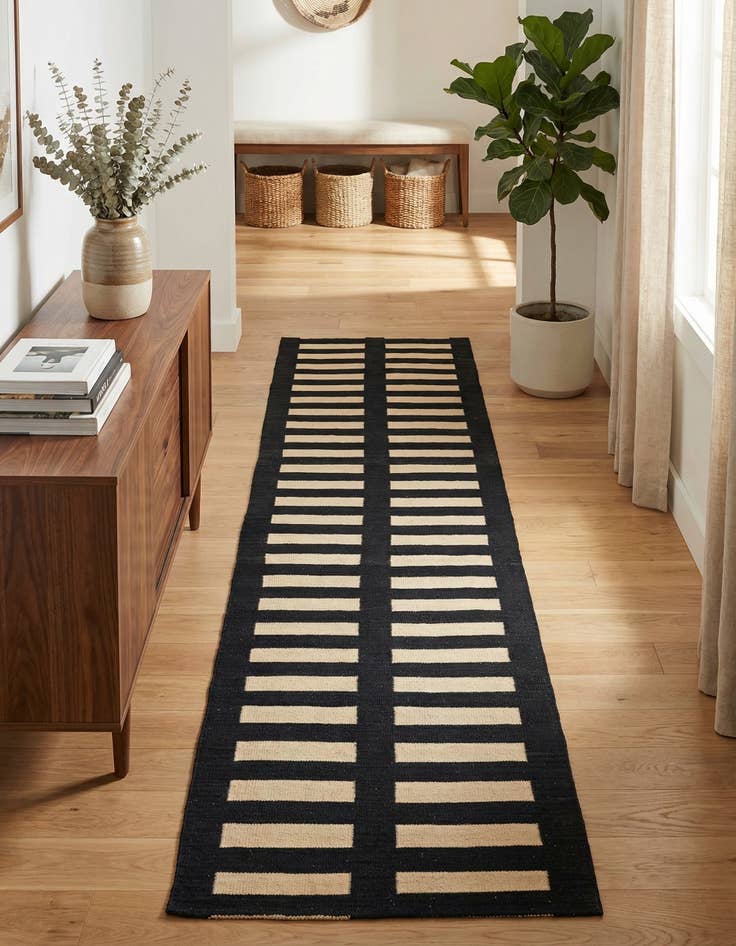 Detail image of 2' 5 x 10' 4  Hand Woven Kilim Modern Wool Runner Rug