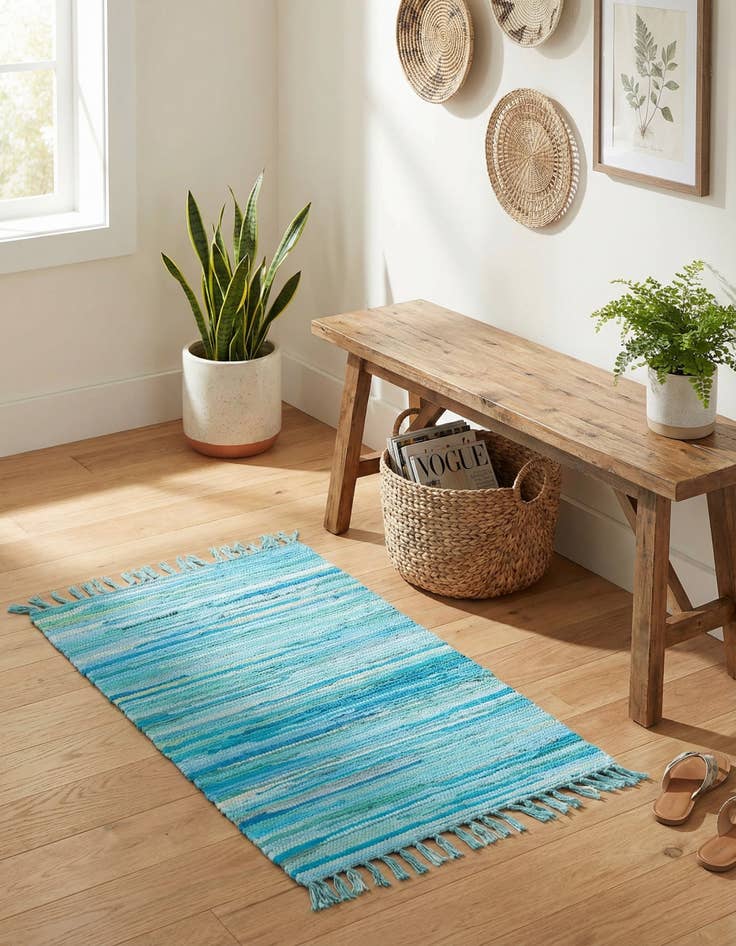 Detail image of  2' 2 x 3'  Hand Woven Chindi Cotton Rug