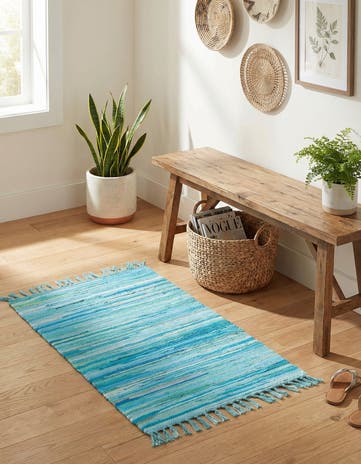 2' 2 x 3' Hand Woven Chindi Cotton Rug