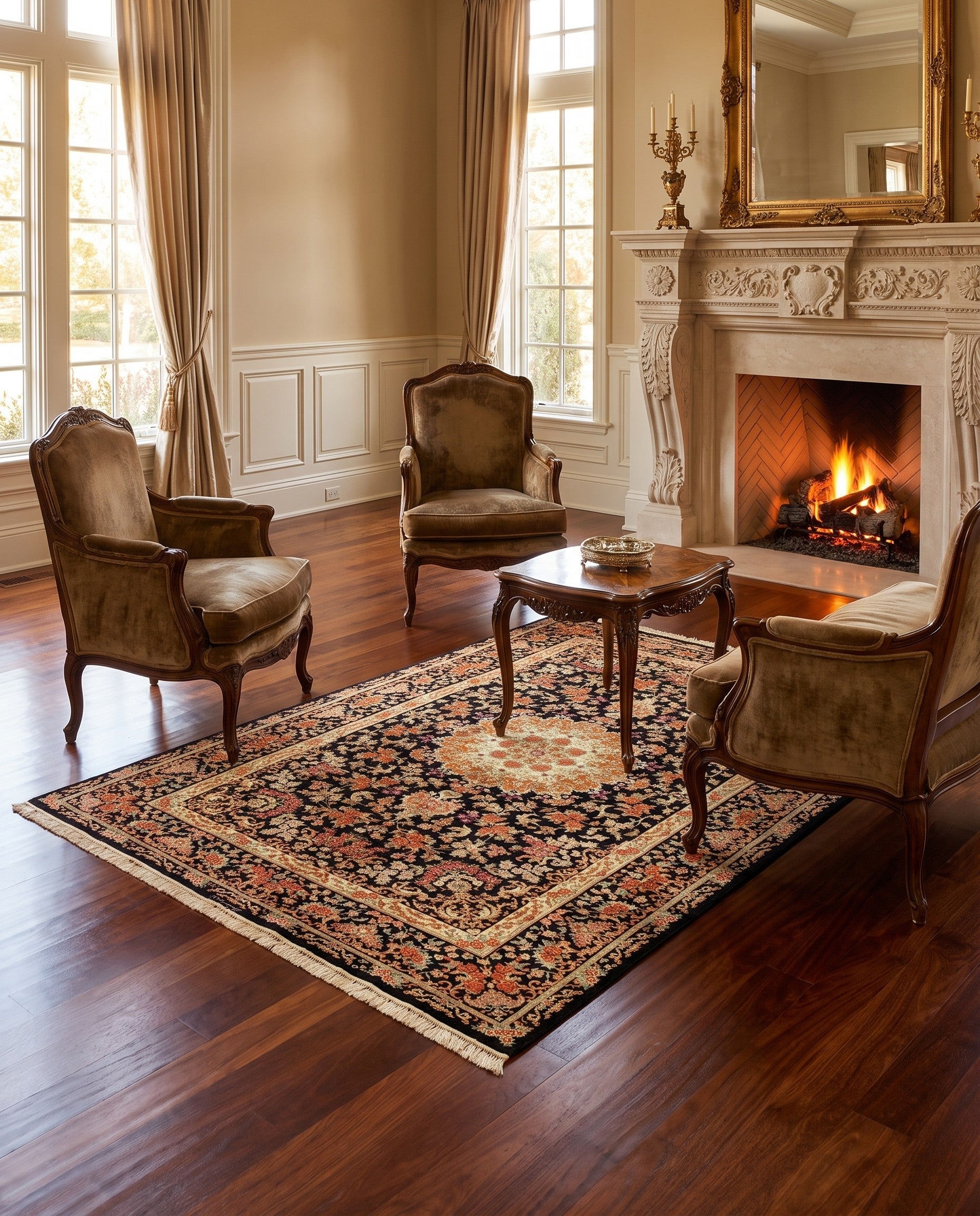 4' 6 x 6' 6 Ghom Silk Rug