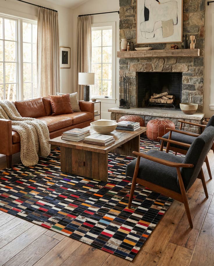 Detail image of 5' 2 x 7' 11 Cowhide - Patchwork Rug