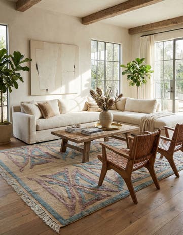 8' x 10' 5 Hand Knotted Darya Wool Rug