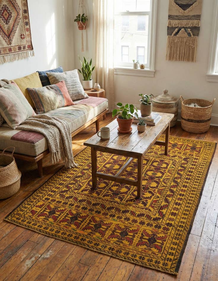 Detail image of 4' 3 x 6' 2  Hand Woven Kilim Afghan Wool Rug