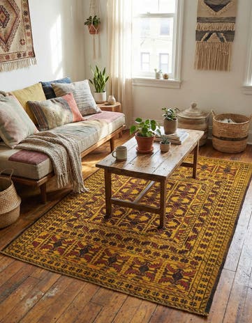 4' 3 x 6' 2 Hand Woven Kilim Afghan Wool Rug