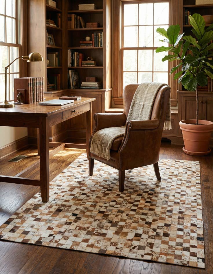 Detail image of  5' 1 x 8' Cowhide Leather Rug