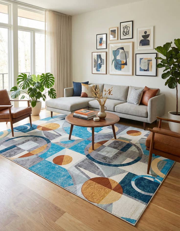 Detail image of 7' 10 x 10'  Washable Modern Indoor / Outdoor Rug