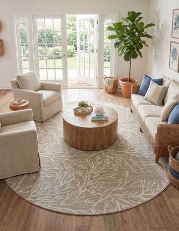 12' x 12' Easy-Clean Coastal Indoor / Outdoor Round Rug