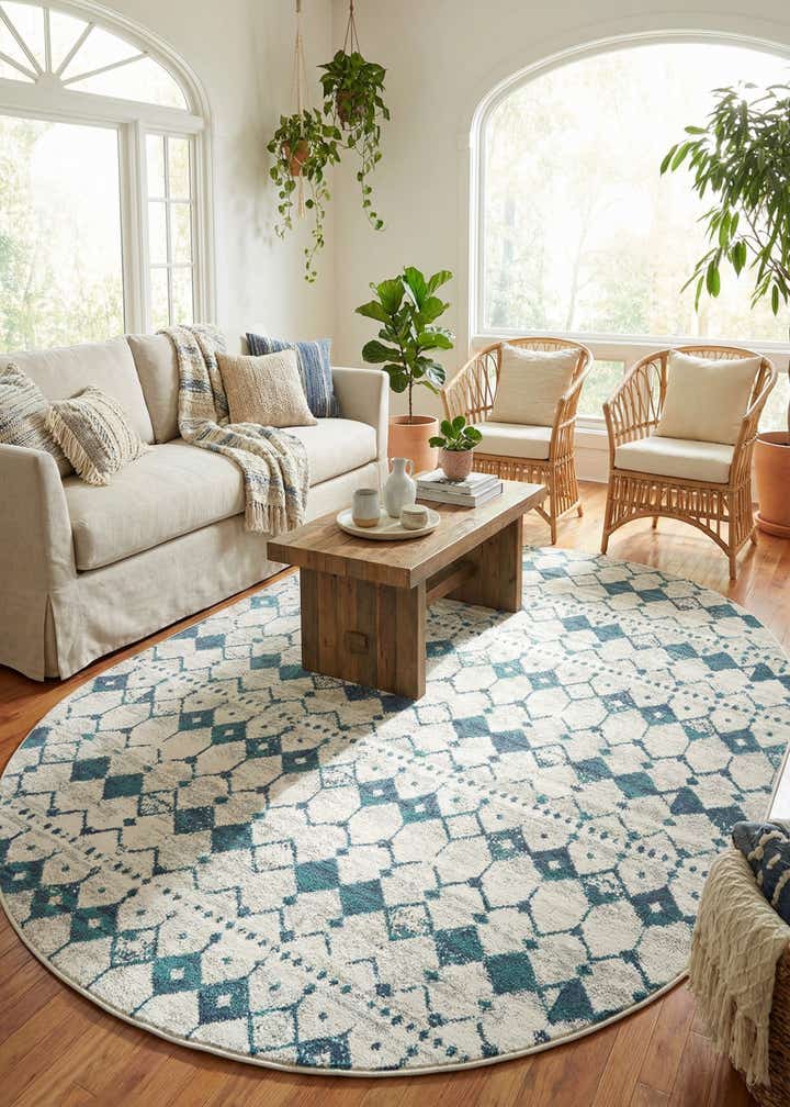 7' 10 x 10' Easy-Clean Trellis Indoor / Outdoor Oval Rug