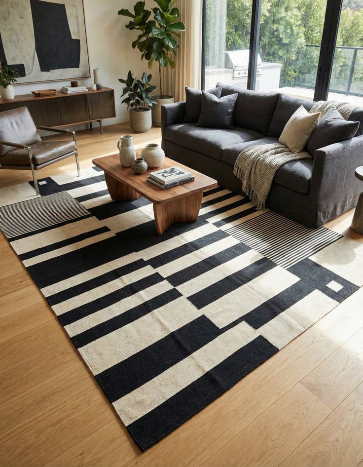 Detail image of 5' 7 x 7' 9  Hand Woven Kilim Modern Wool Rug