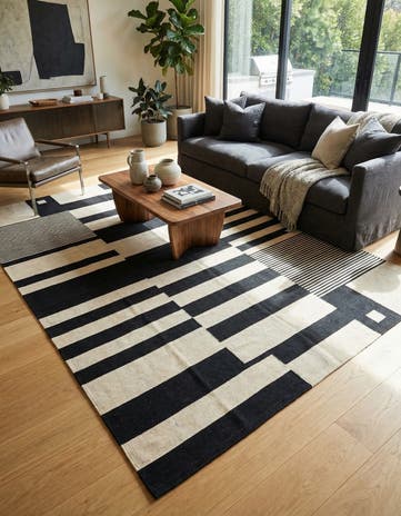 5' 7 x 7' 9 Hand Woven Kilim Modern Wool Rug