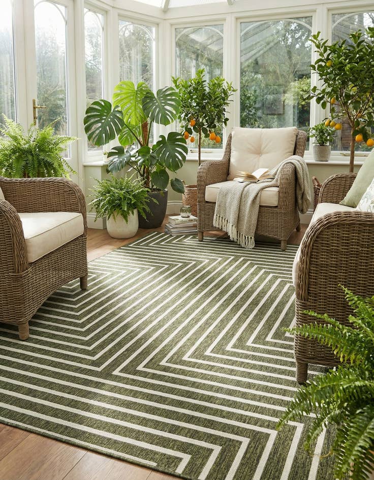 Detail image of  9' x 12'  Washable Modern Indoor / Outdoor Rug