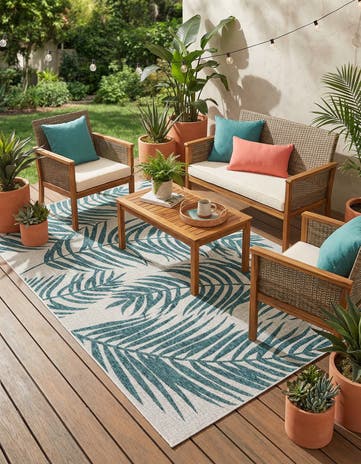 6' x 9' Easy-Clean Botanical Indoor / Outdoor Rug