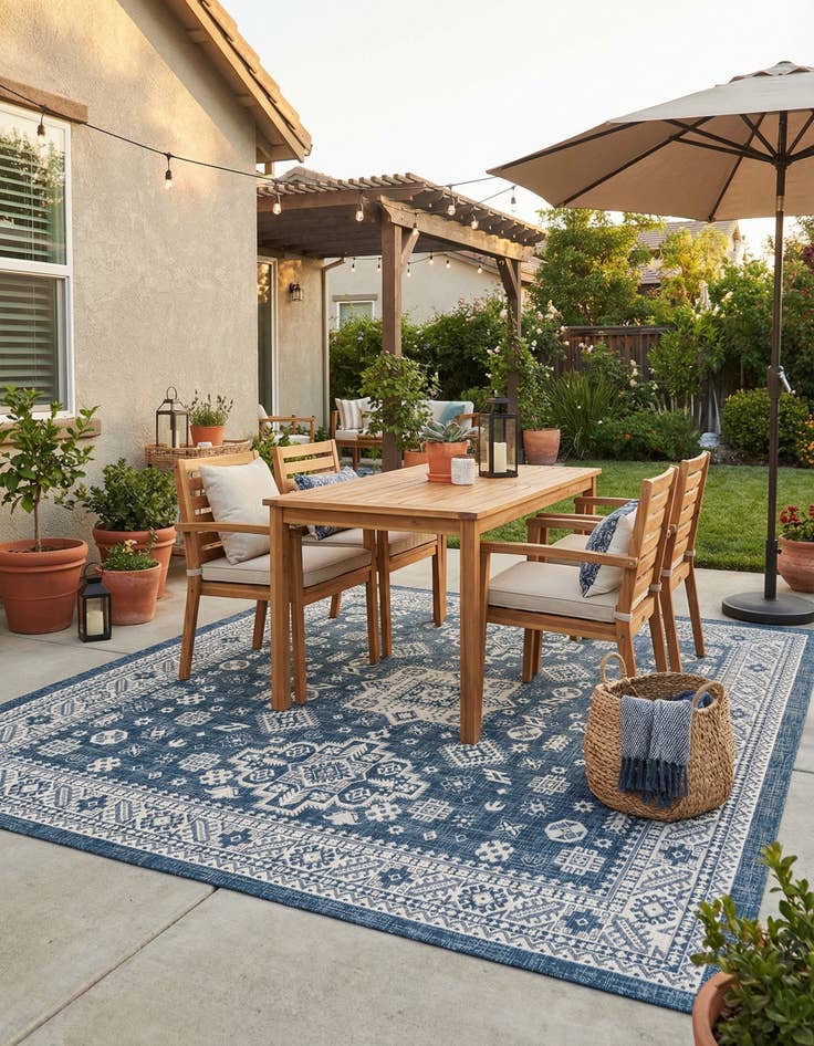 Detail image of  10' x 10'  Washable Aztec Indoor / Outdoor Square Rug