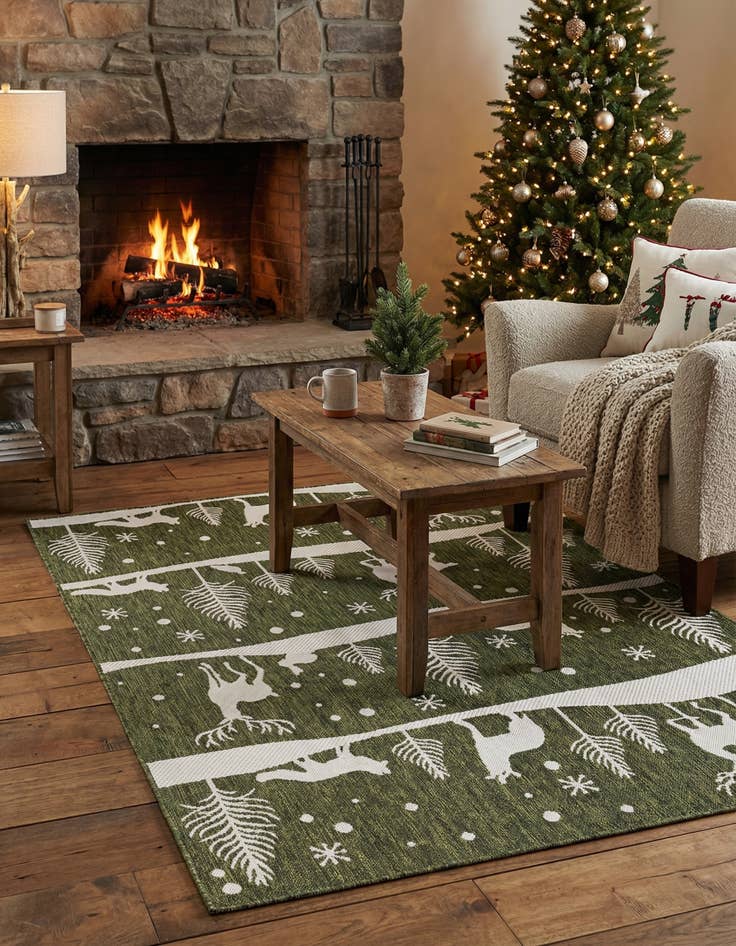 Detail image of  5' 3 x 7'  Washable Holiday Indoor / Outdoor Rug
