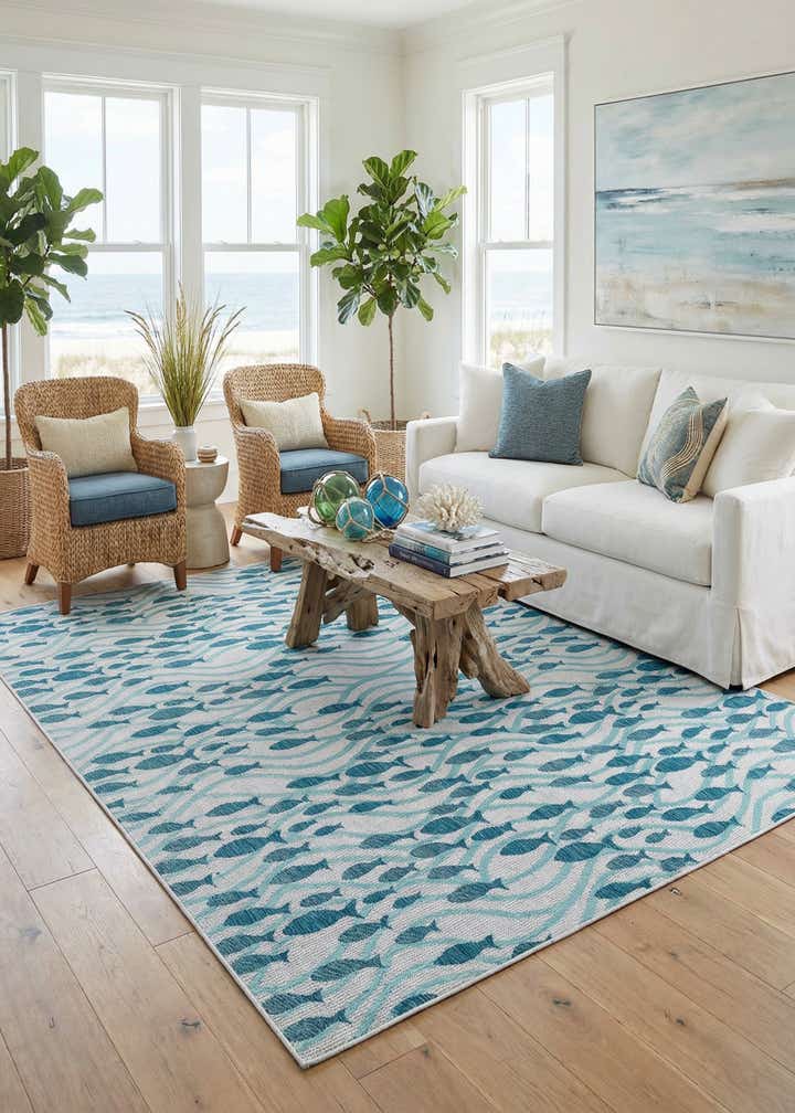 10' x 13' Easy-Clean Coastal Indoor / Outdoor Rug