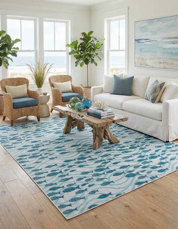 10' x 13' Easy-Clean Coastal Indoor / Outdoor Rug