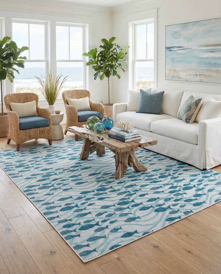 10' x 13' Easy-Clean Coastal Indoor / Outdoor Rug