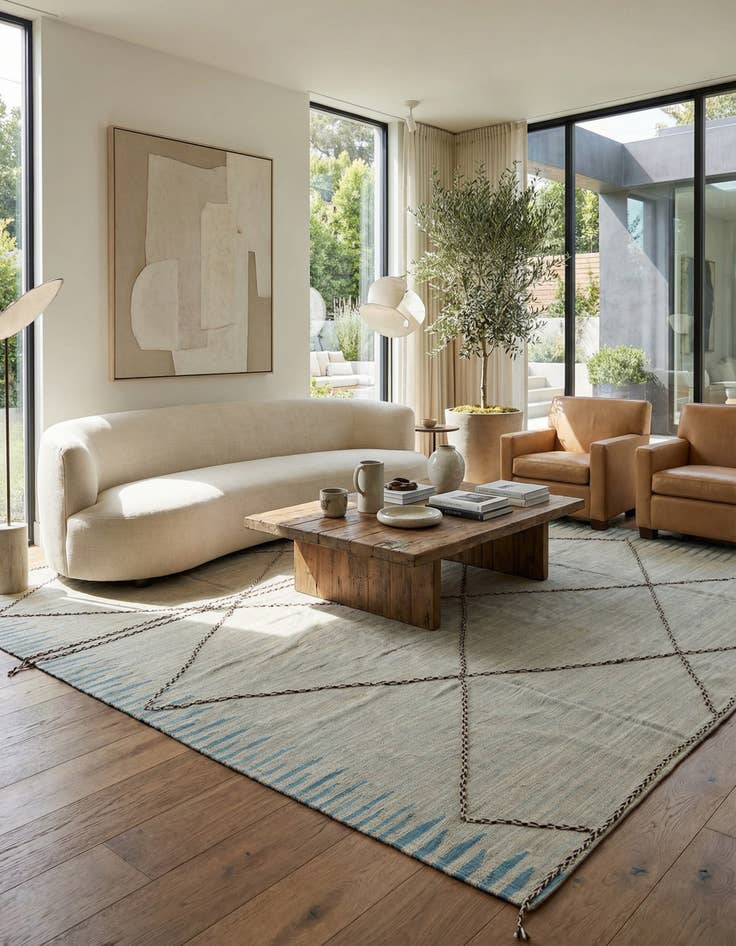 Detail image of 8' 5 x 9' 7  Hand Woven Kilim Modern Wool Rug