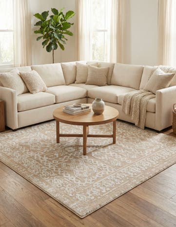 Beige Oxford Square Rug