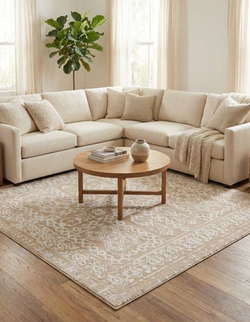 Beige Oxford Square Rug
