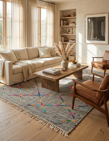 4' 10 x 8' Hand Knotted Moroccan Wool Rug