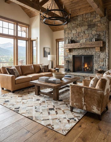 5' x 8' Cowhide Leather Rug