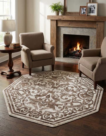 Chocolate Brown Hermitage Octagon Rug