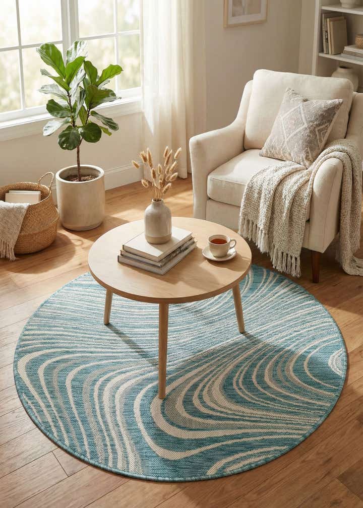 4' x 4' Easy-Clean Modern Indoor / Outdoor Round Rug