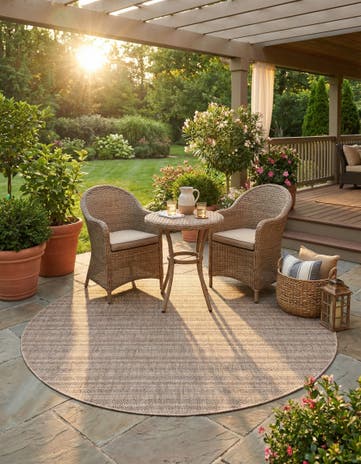 7' 10 x 7' 10 Easy-Clean Ribbon Indoor / Outdoor Round Rug