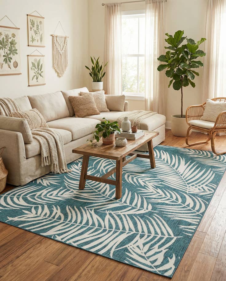Detail image of 7' 10 x 11' Easy-Clean Botanical Indoor / Outdoor Rug