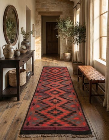 4' 5 x 14' Hand Woven Kilim Fars Wool Runner Rug
