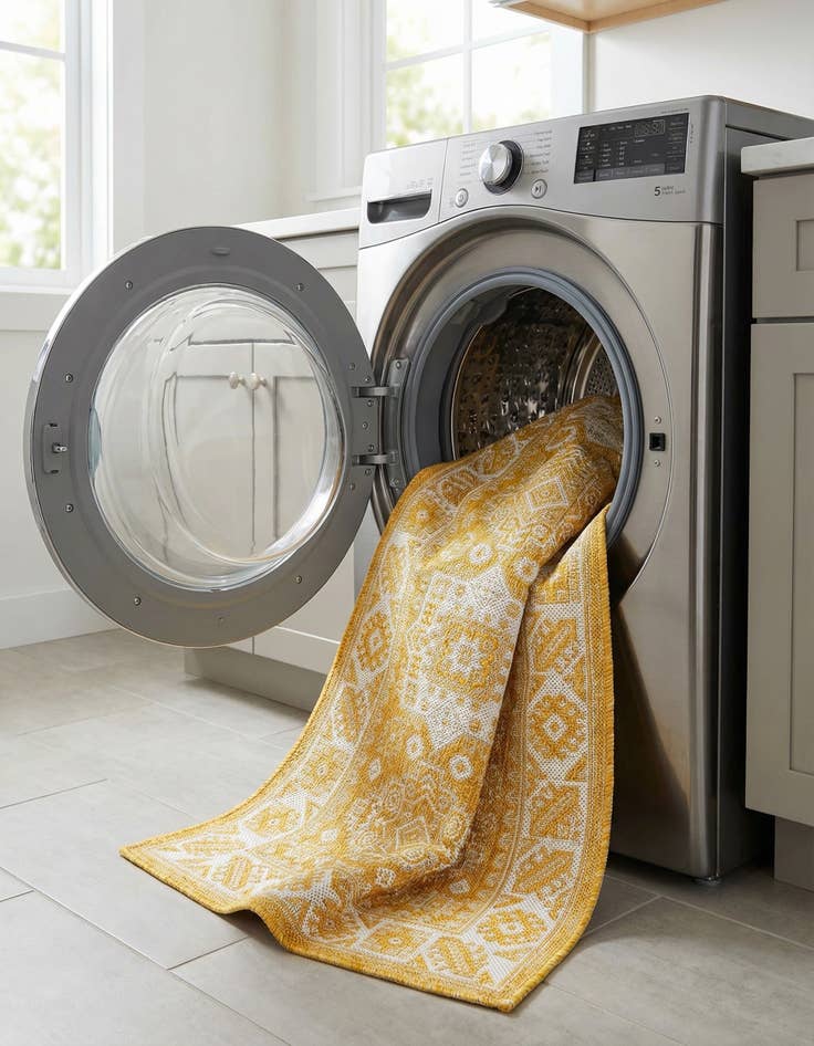 Detail image of 2' x 6'  Washable Aztec Indoor / Outdoor Runner Rug