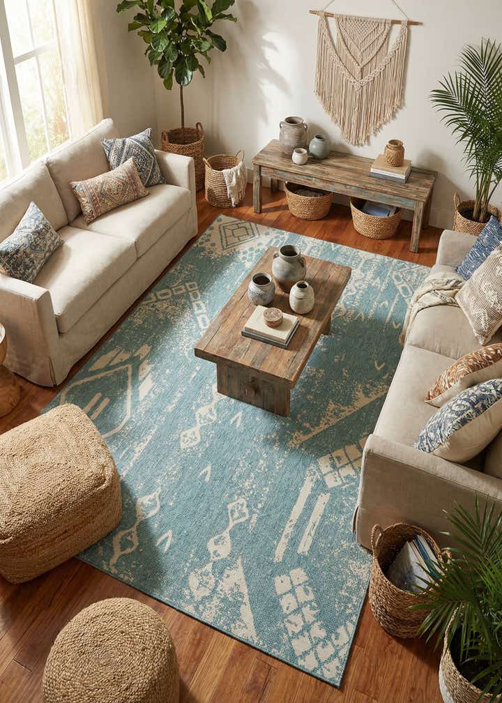 10' x 13' Easy-Clean Bohemian Indoor / Outdoor Rug