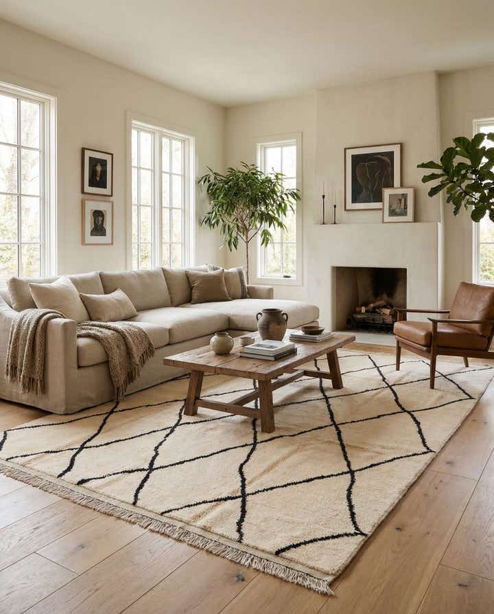 8' x 10' 4 Hand Knotted Moroccan Wool Rug