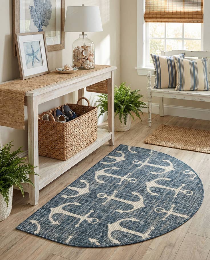 Detail image of 2' 7 x 4' Easy-Clean Coastal Indoor / Outdoor Hearth Rug